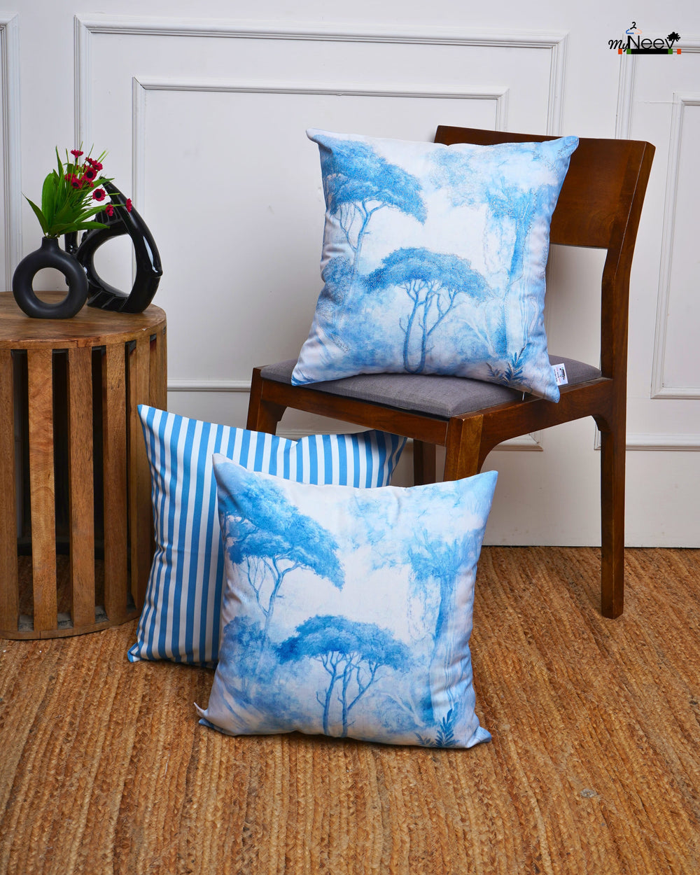 Set of 3 Digital Printed Embroidered Cushion Cover