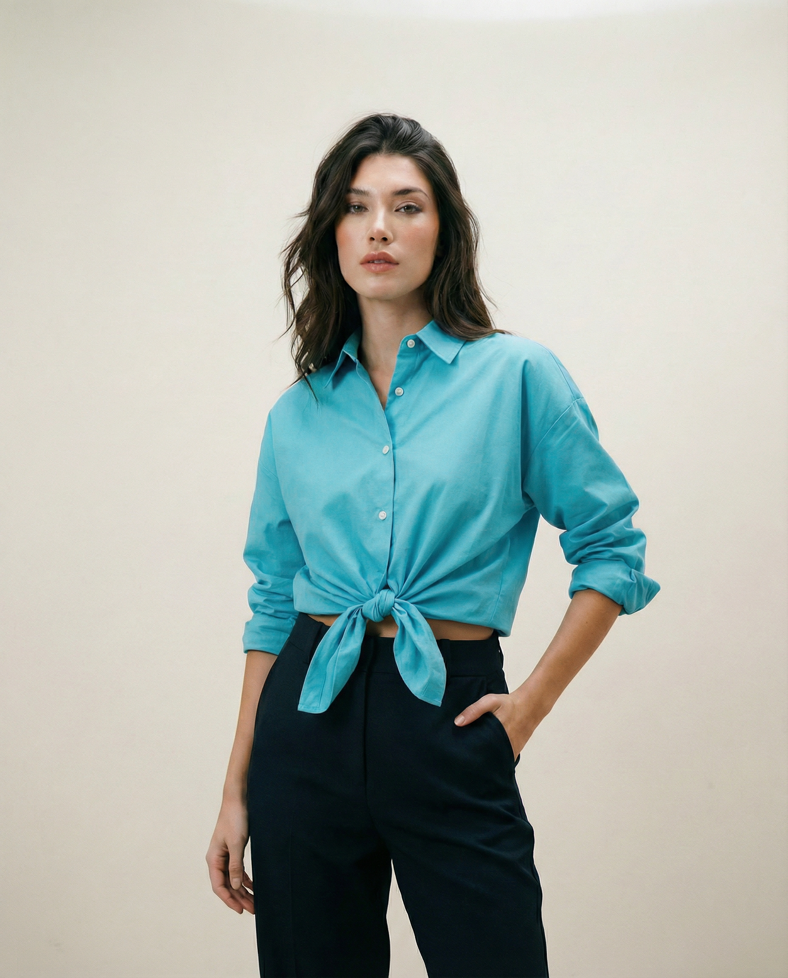 Women Solid Oversized Cotton Shirt