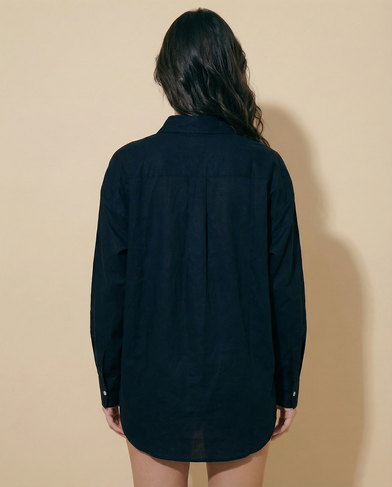 Women Solid Oversized Cotton Shirt
