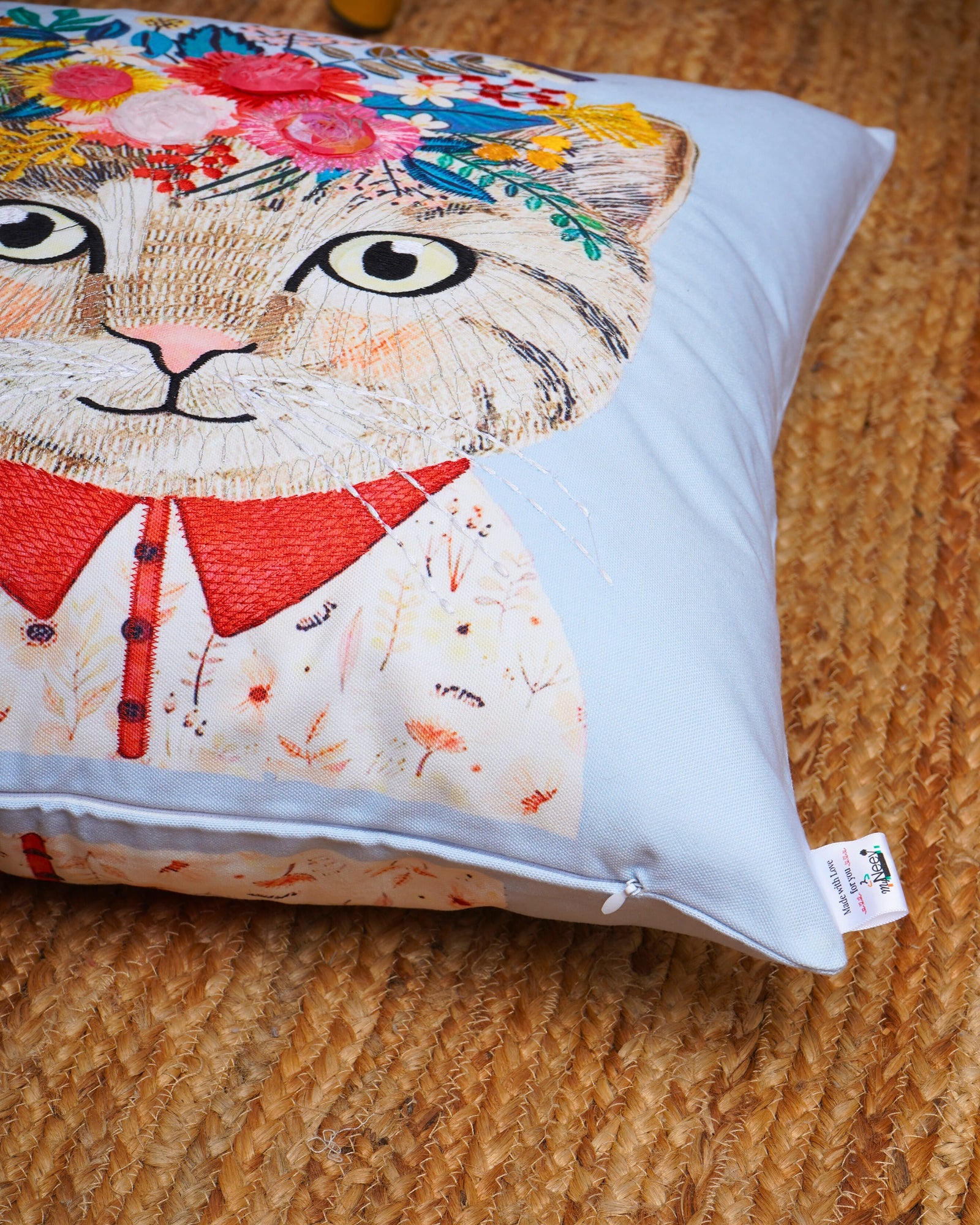 Set Of 3 Digital Printed & Embroidered Cushion Cover