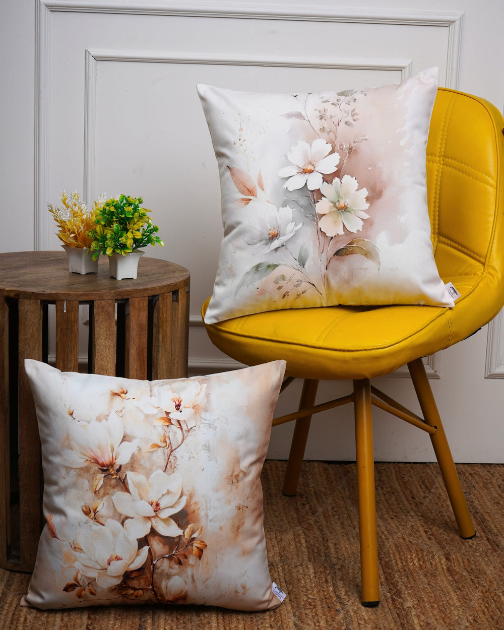 Set Of 3 Digital Printed  Dupion Cushion Cover