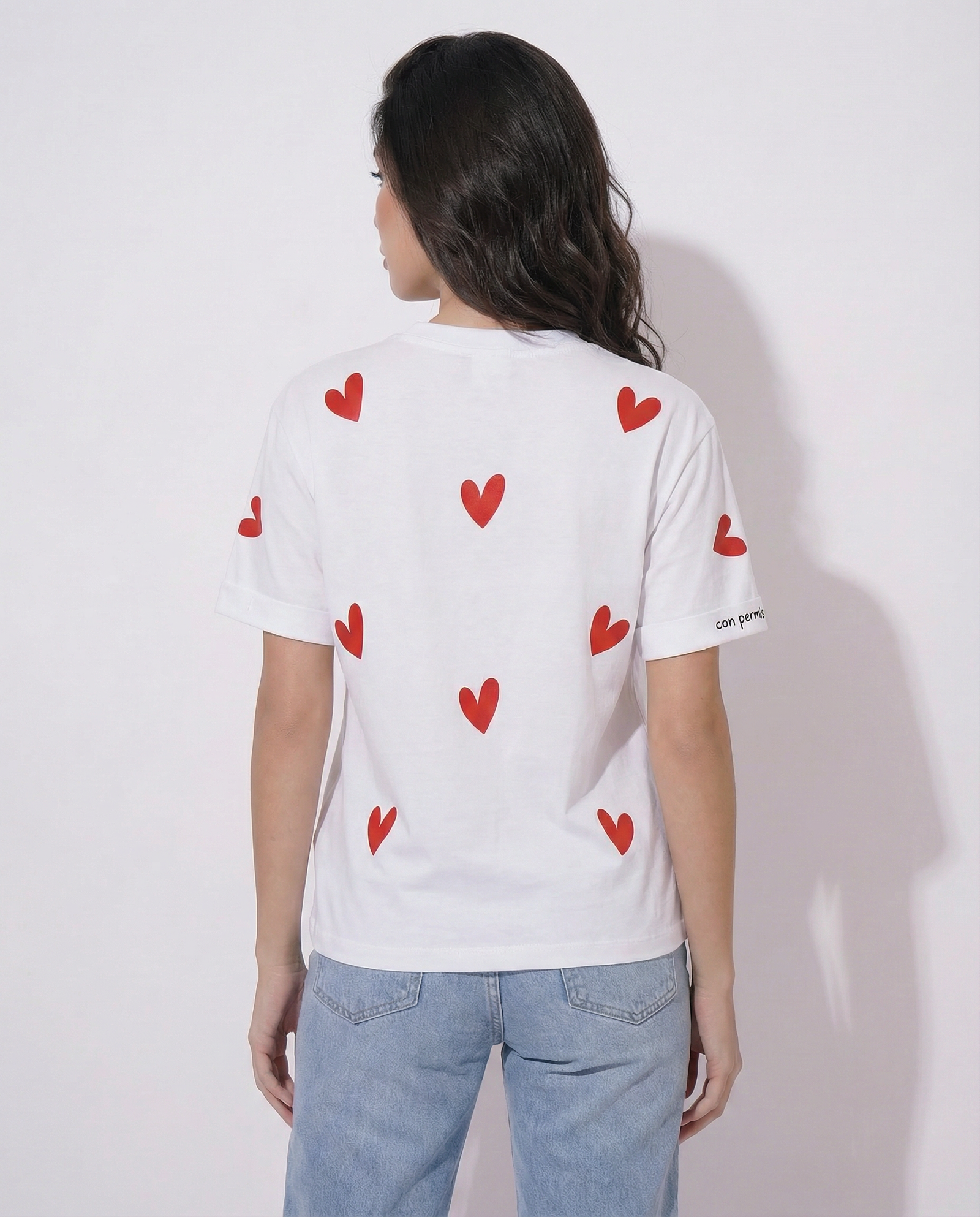 Woman Heart Printed Cotton T-shirt