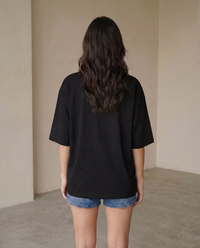 Women Feeling Lucky Black Printed Cotton T-shirt
