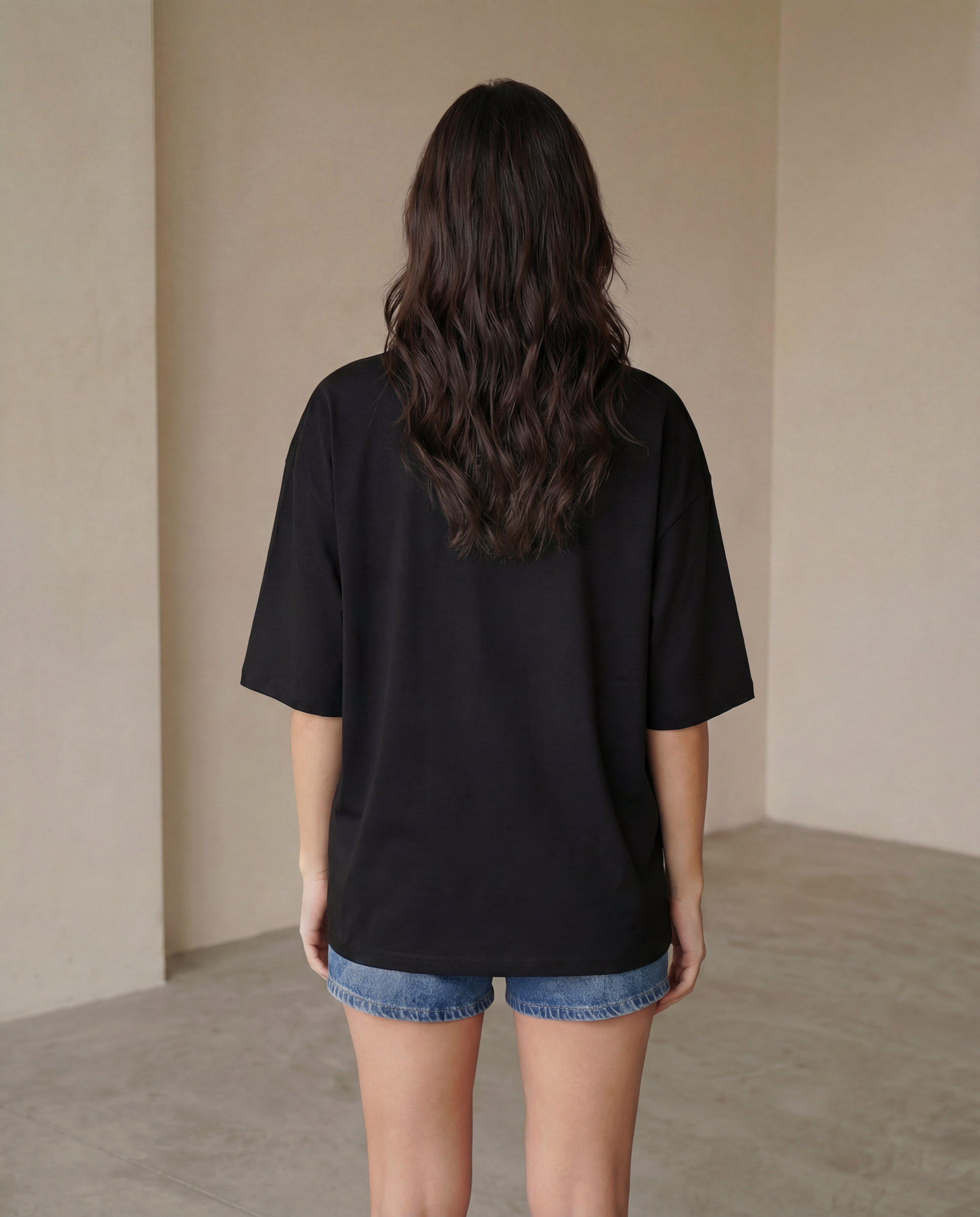 Woman Feeling Lucky Black Printed Cotton T-shirt