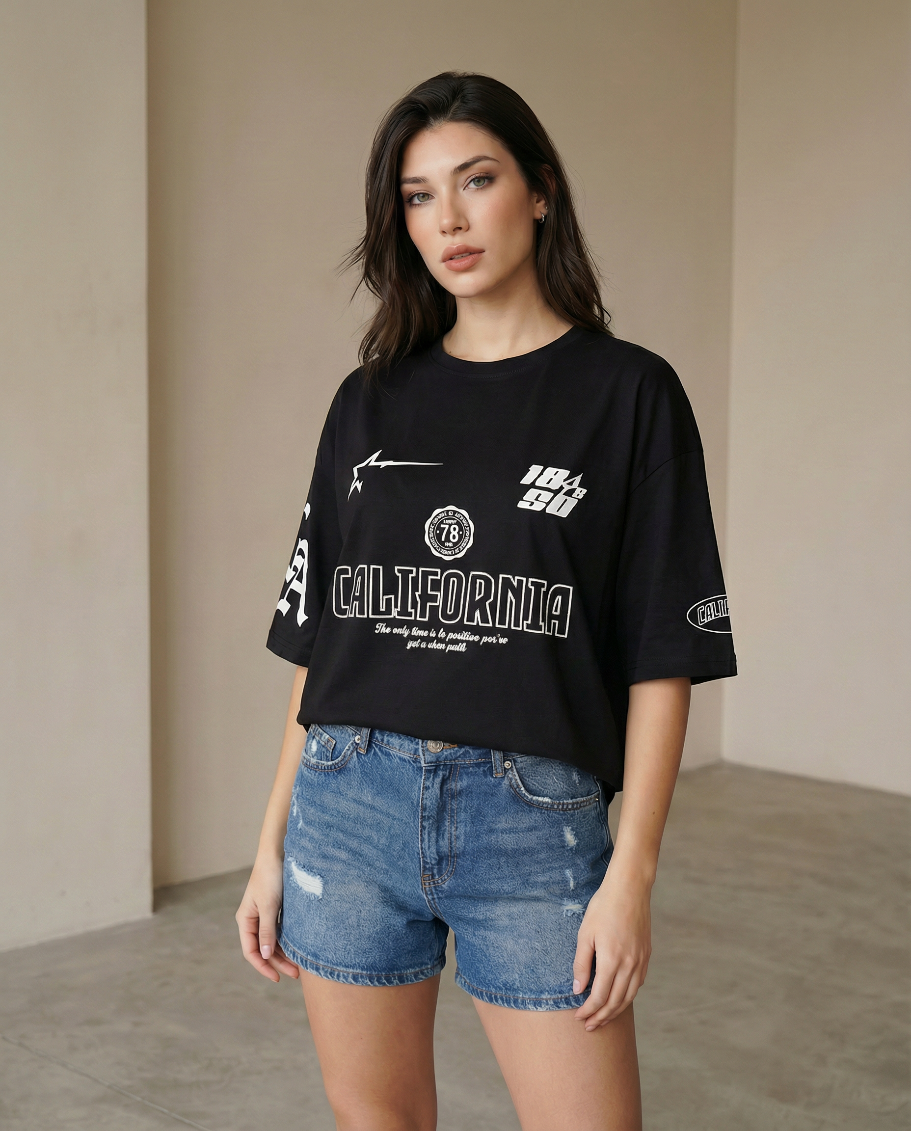 Woman California Printed Cotton T-shirt