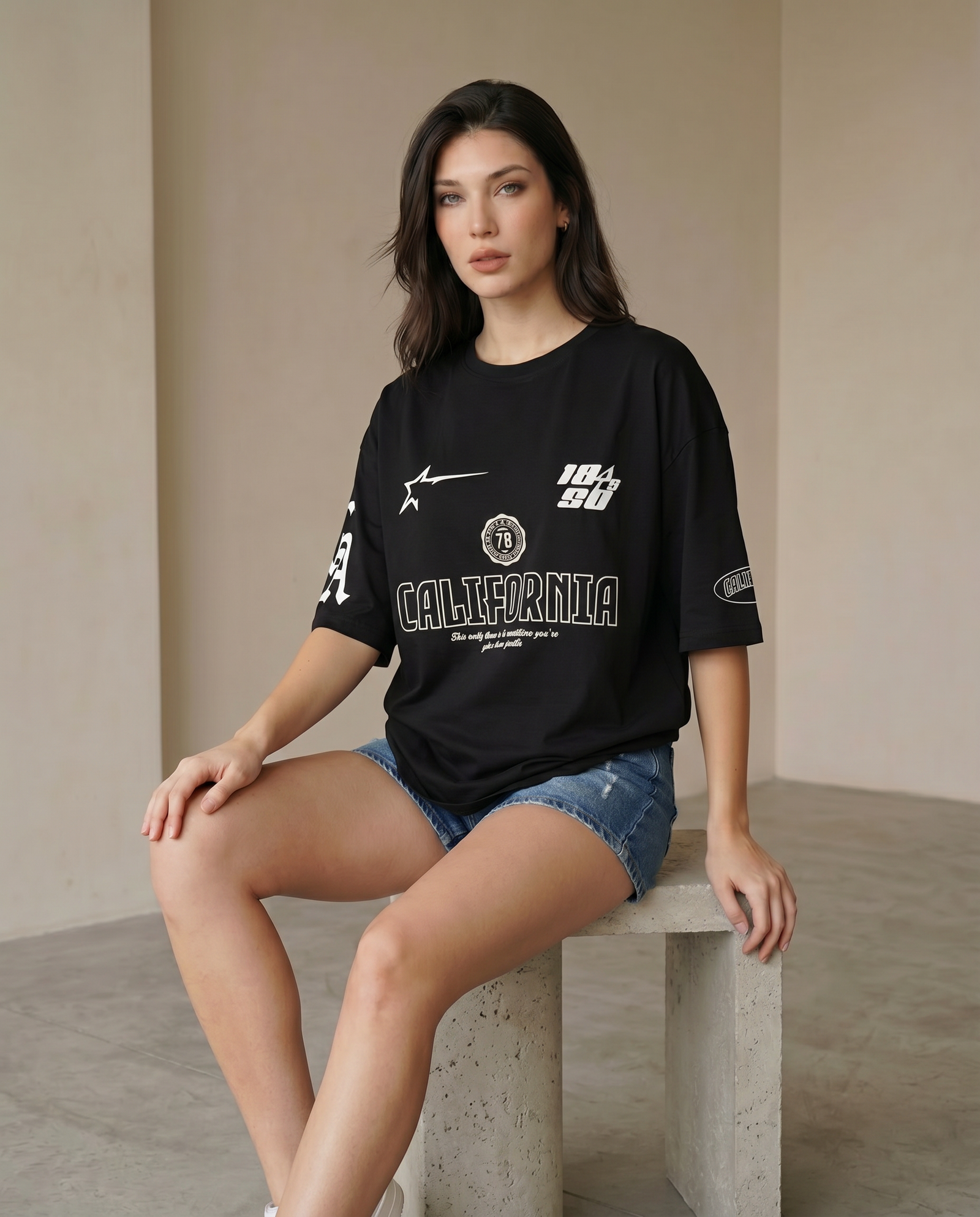 Woman California Printed Cotton T-shirt