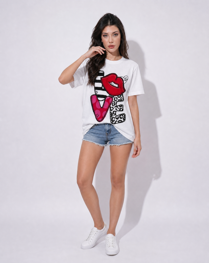 Woman Love Printed Cotton T-shirt