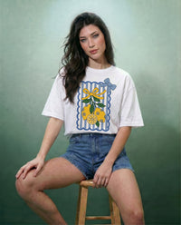 Woman Lemon Ribbon Printed Cotton T-Shirt