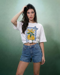 Woman Lemon Ribbon Printed Cotton T-Shirt