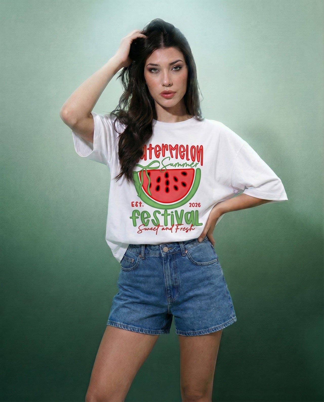 Women Watermelon Festival Printed T-Shirt