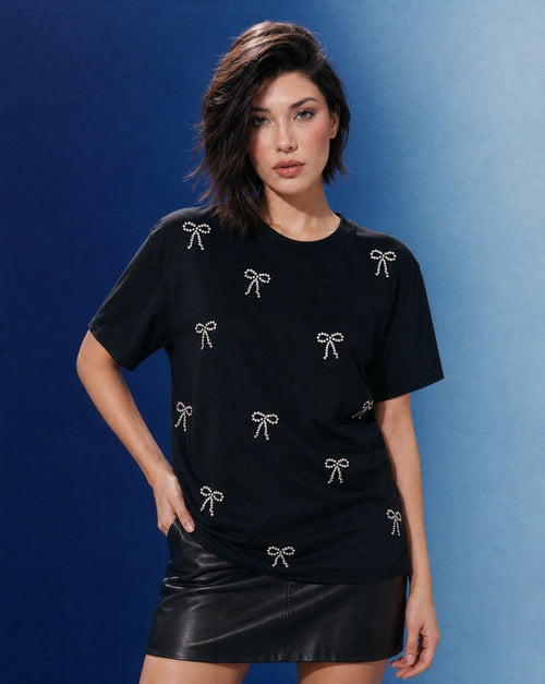 Women Crystal Embellished Round Neck Cotton Regular T-shirt