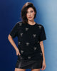 Women Crystal Embellished Round Neck Cotton Regular T-shirt
