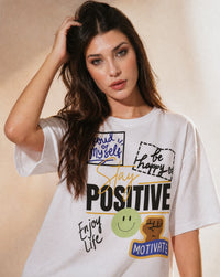 Women Positive Printed Cotton T-Shirt