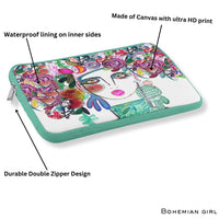 ''Bohemian Girl'' Canvas Laptop Sleeve With Pouch