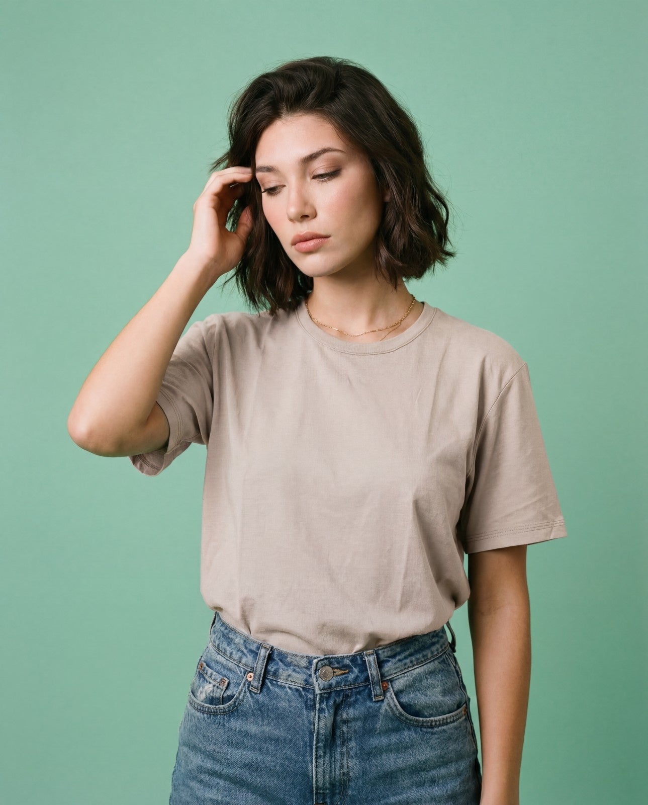 Women Solid Color Cotton T Shirt
