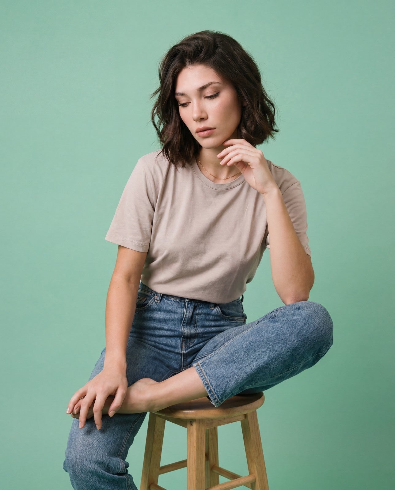 Women Solid Color Cotton T Shirt