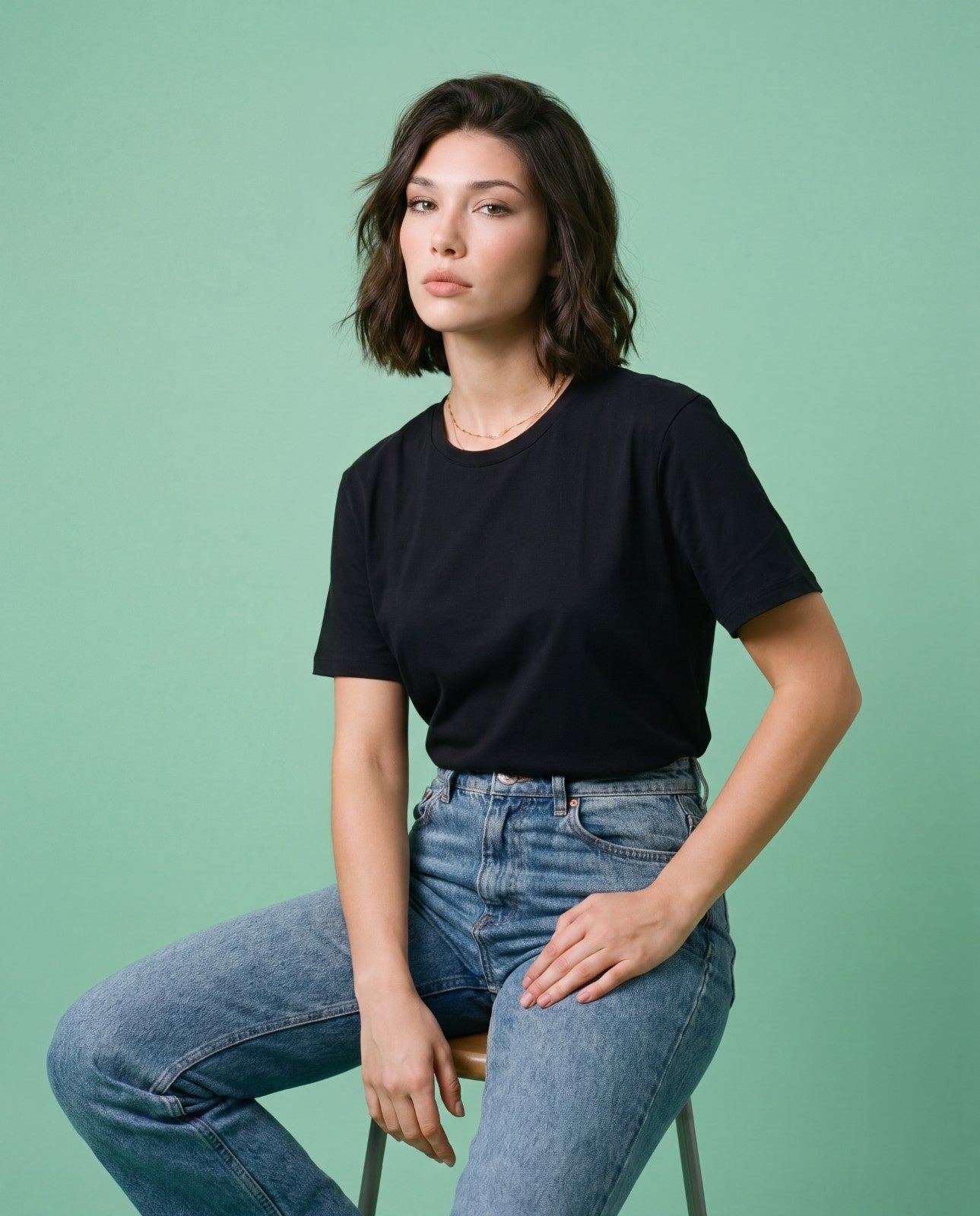 Women Solid Color Cotton T Shirt