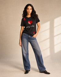 Women Crystal Feeling-Lucky Cotton T-shirt