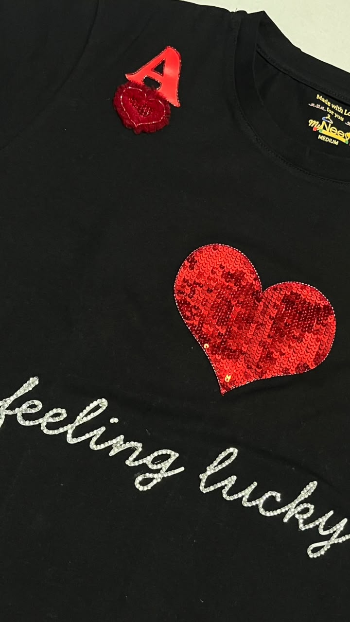 Women Crystal Feeling-Lucky Cotton T-shirt