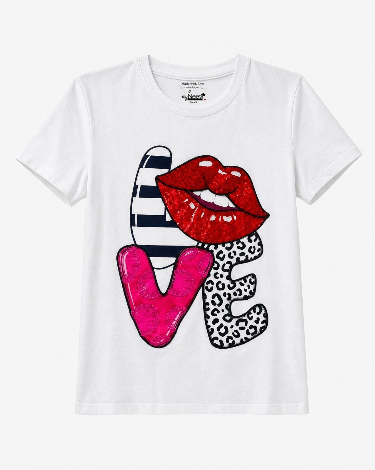 Women Crystal Love Cotton T-shirt