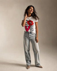 Women Crystal Love Cotton T-shirt