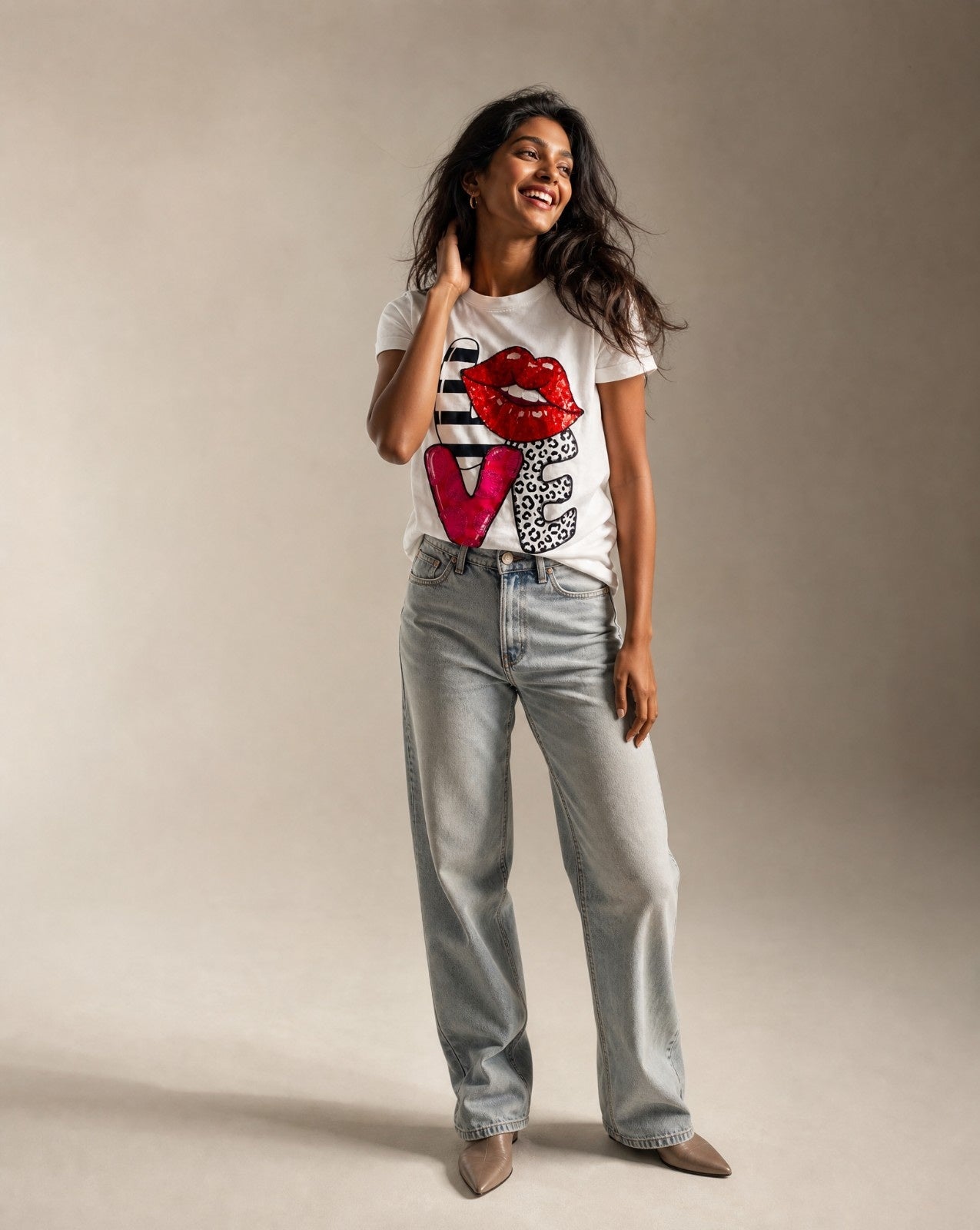 Women Crystal Love Cotton T-shirt