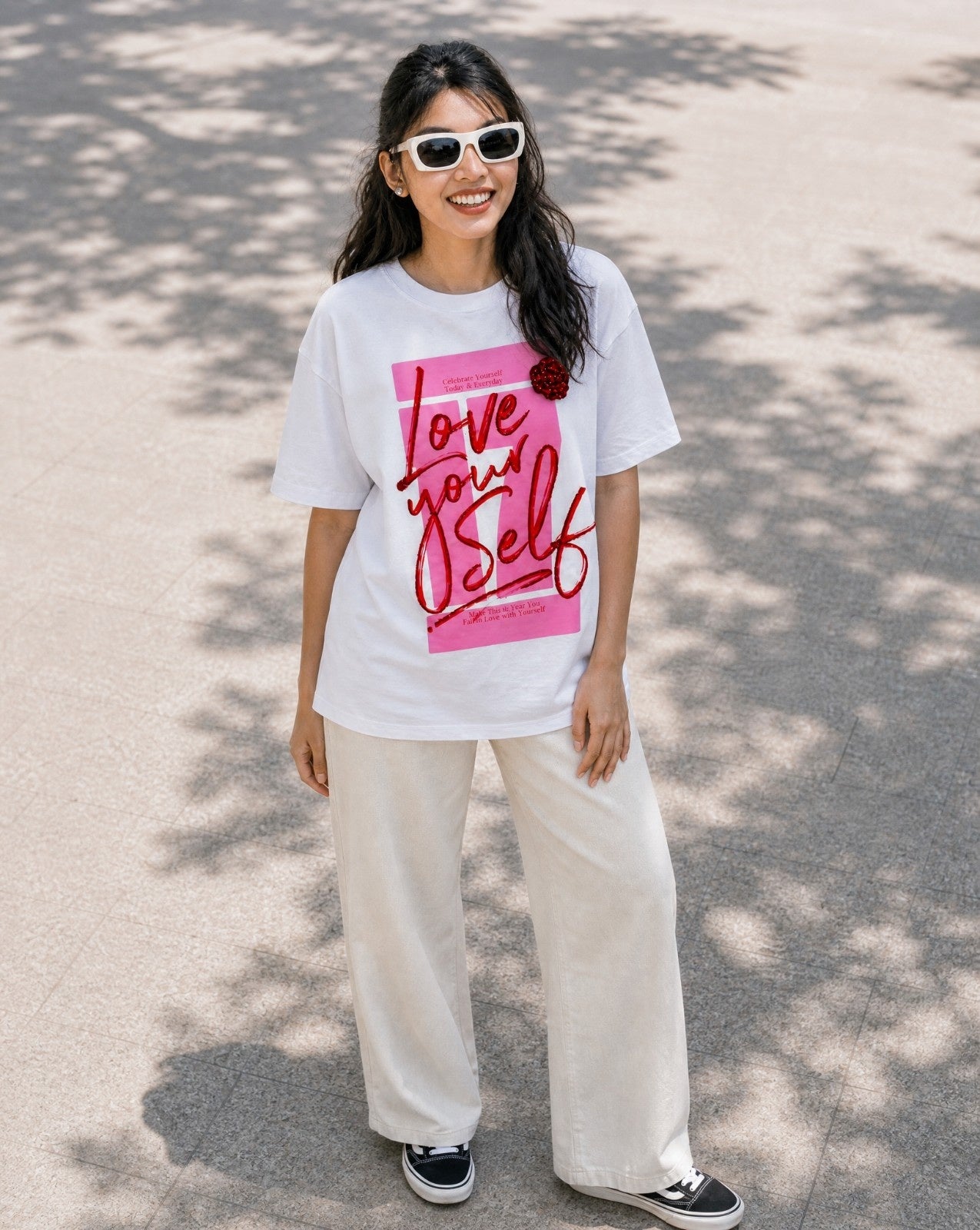 Women Crystal Love-Yourself Cotton T-shirt