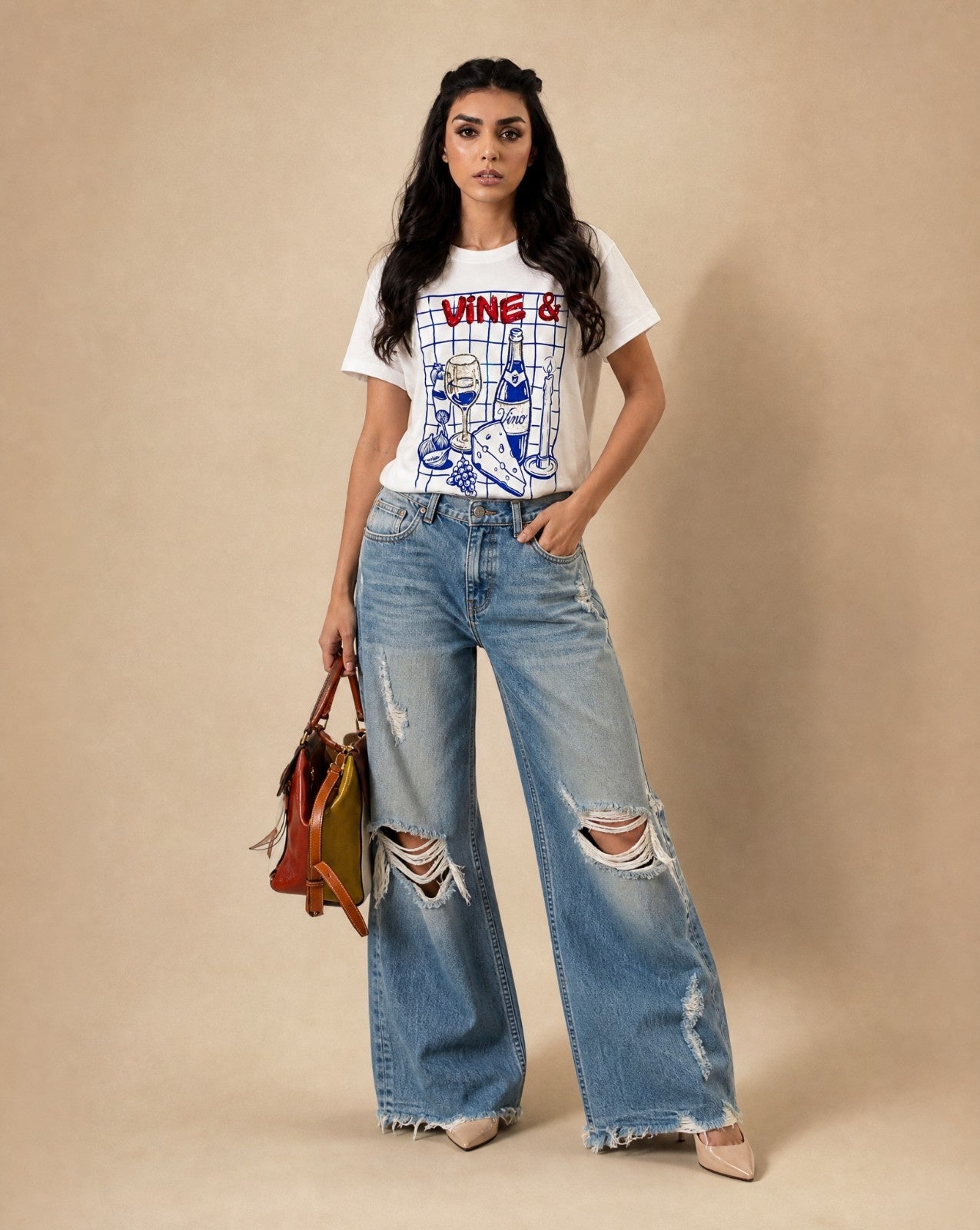 Women Crystal Vine Cotton T-shirt
