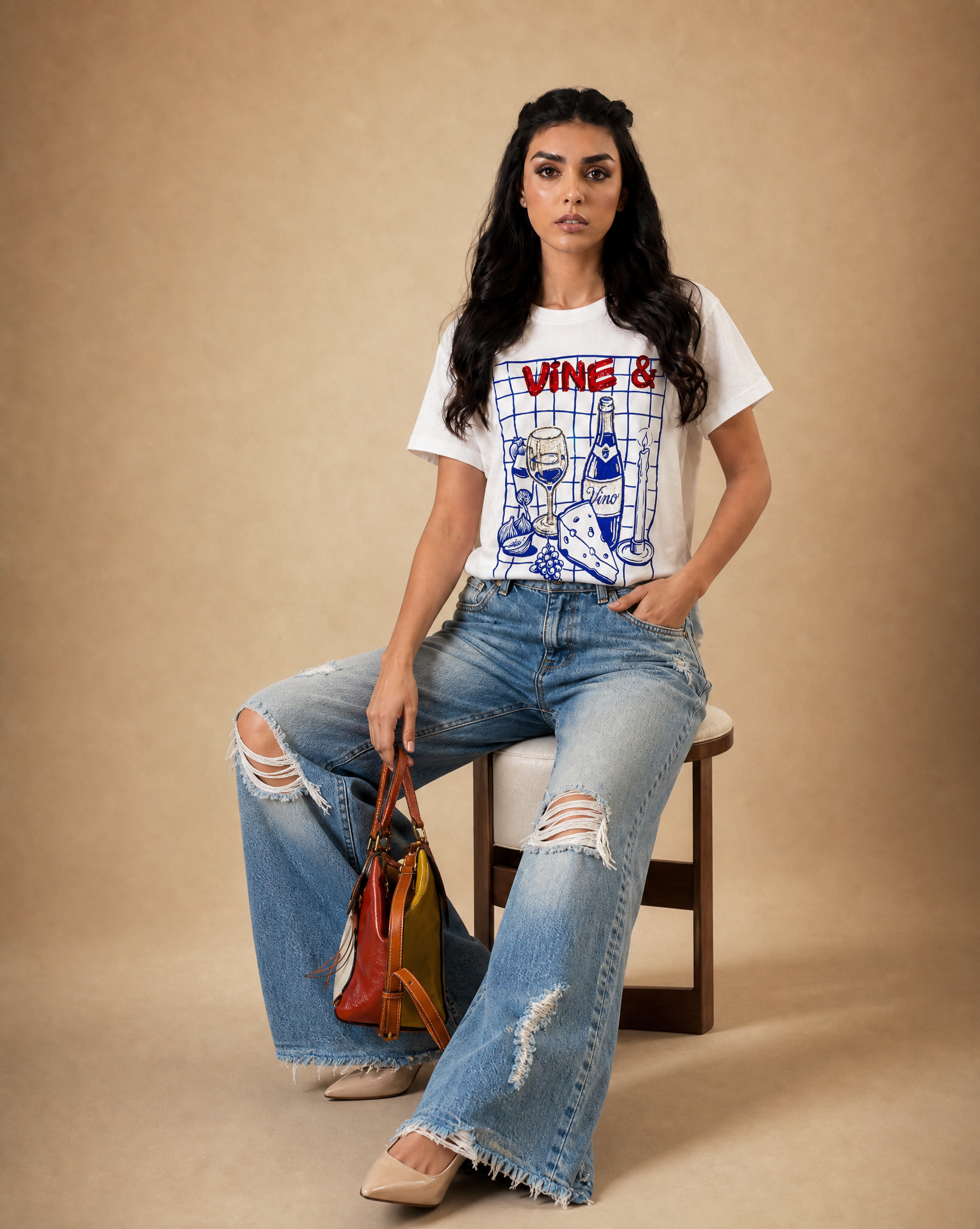 Women Crystal Vine Cotton T-shirt