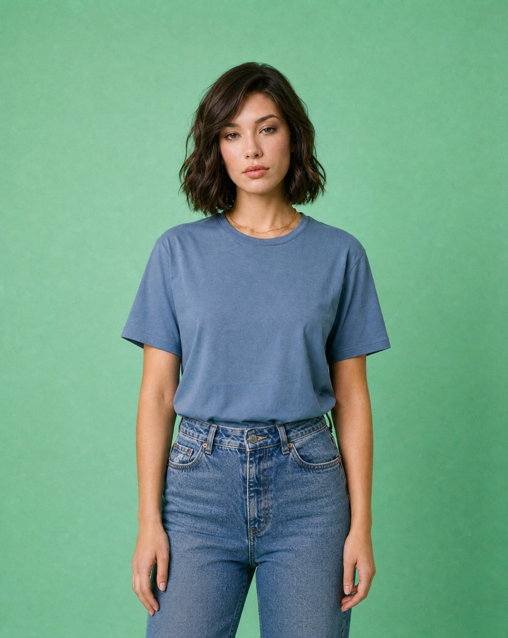 Woman Solid Color Cotton T Shirt