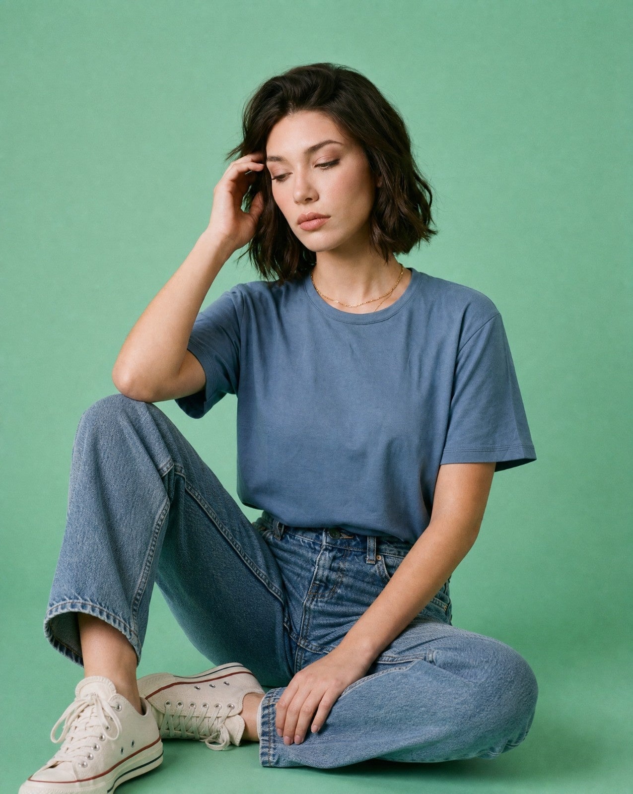 Women Solid Color Cotton T Shirt