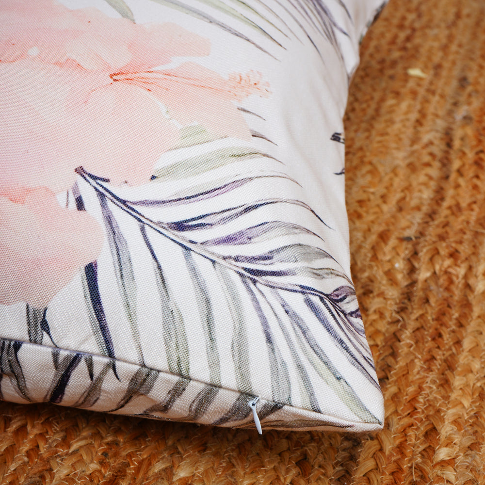 Set Of 3 Digital Printed & Embroidered Flocking Cranes Cushion Cover