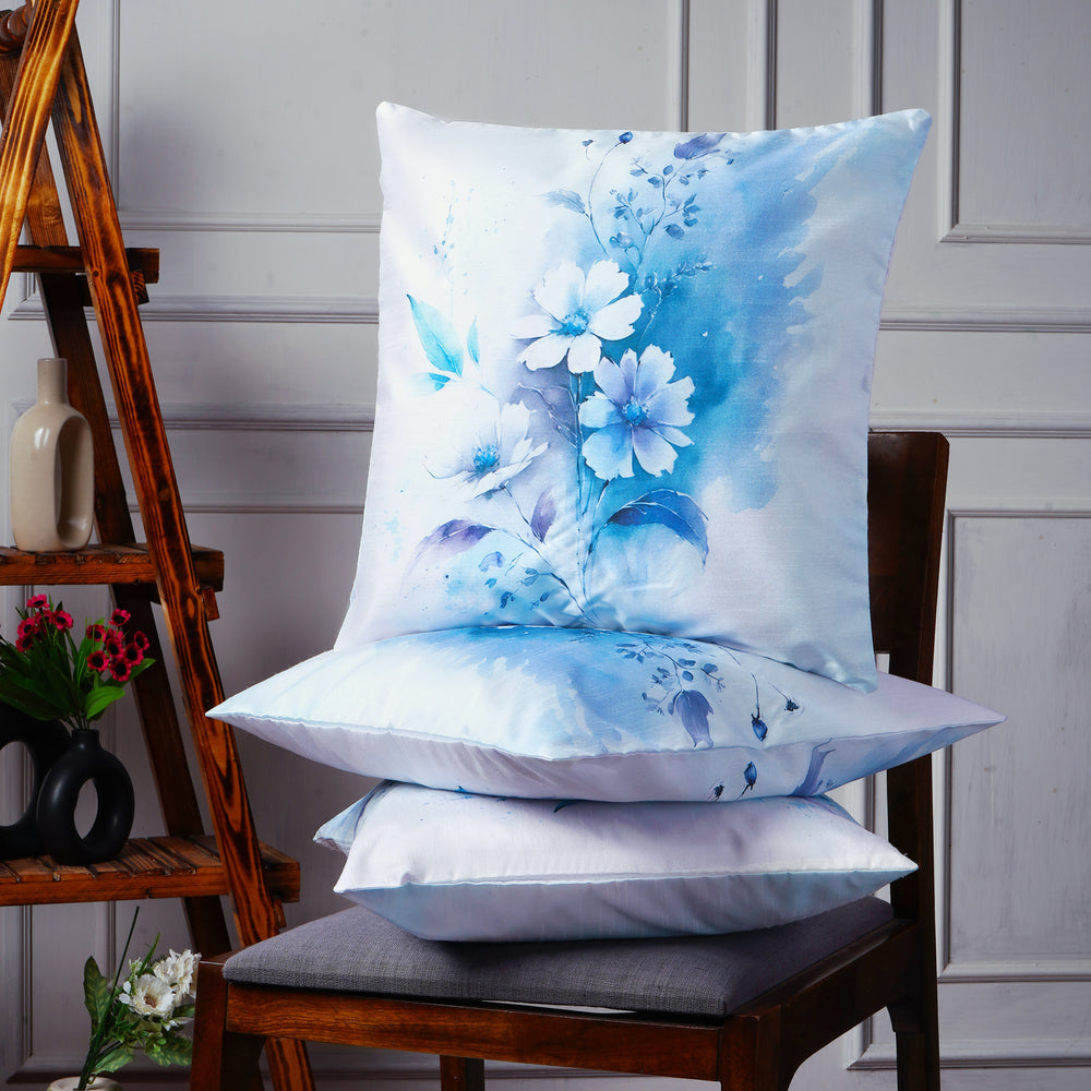 Set Of 3 Digital Printed  Dupion Cushion Cover