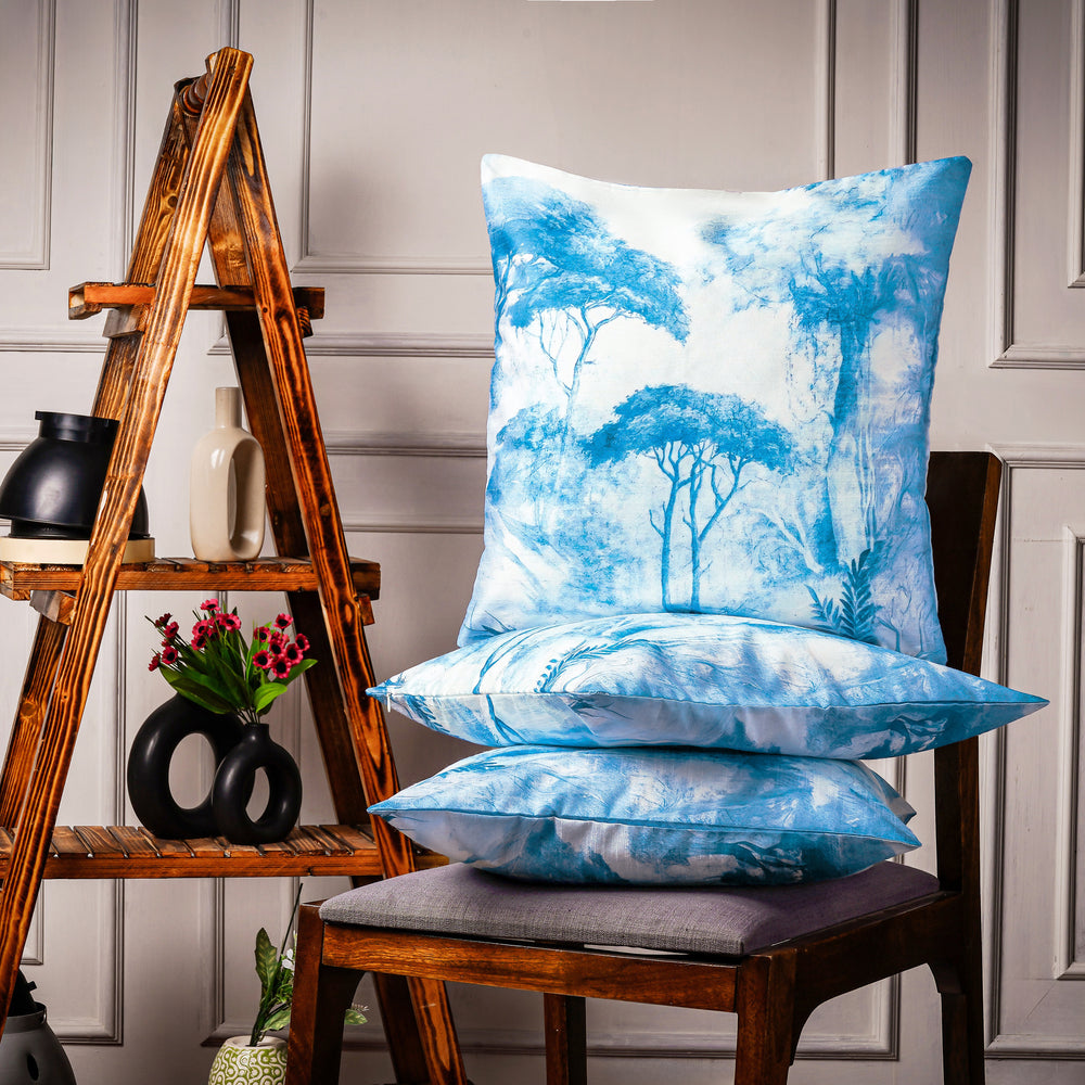 Set of 3 Digital Printed Tree Dupion Cushion Cover