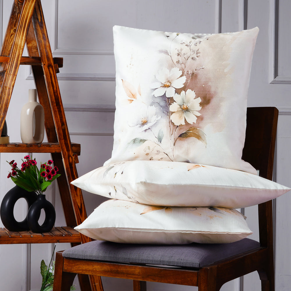 Set Of 3 Digital Printed  Dupion Cushion Cover