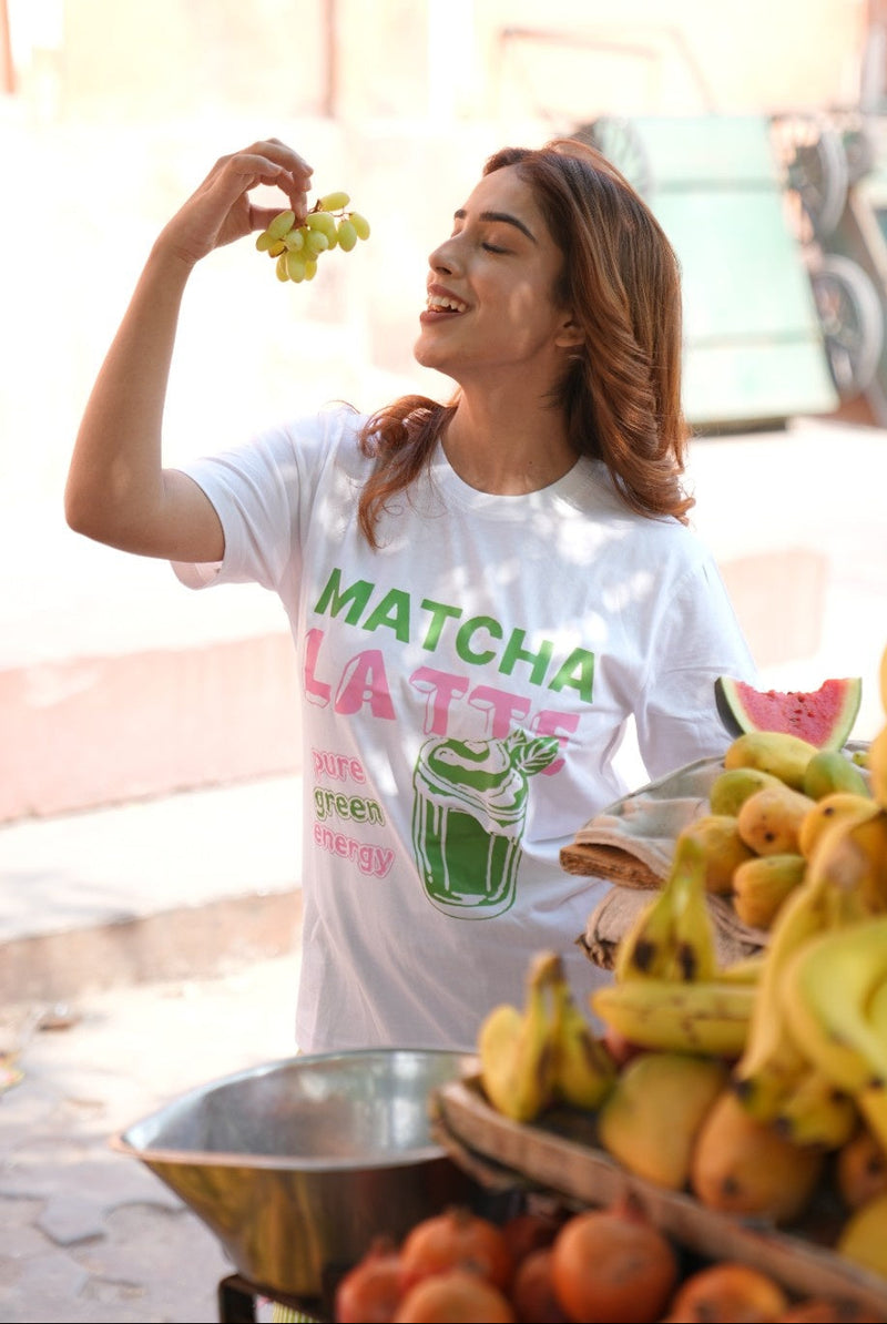Women Matcha Latte Printed Cotton T-shirt