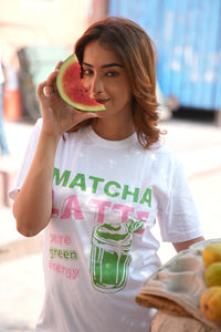 Women Matcha Latte Printed Cotton T-shirt