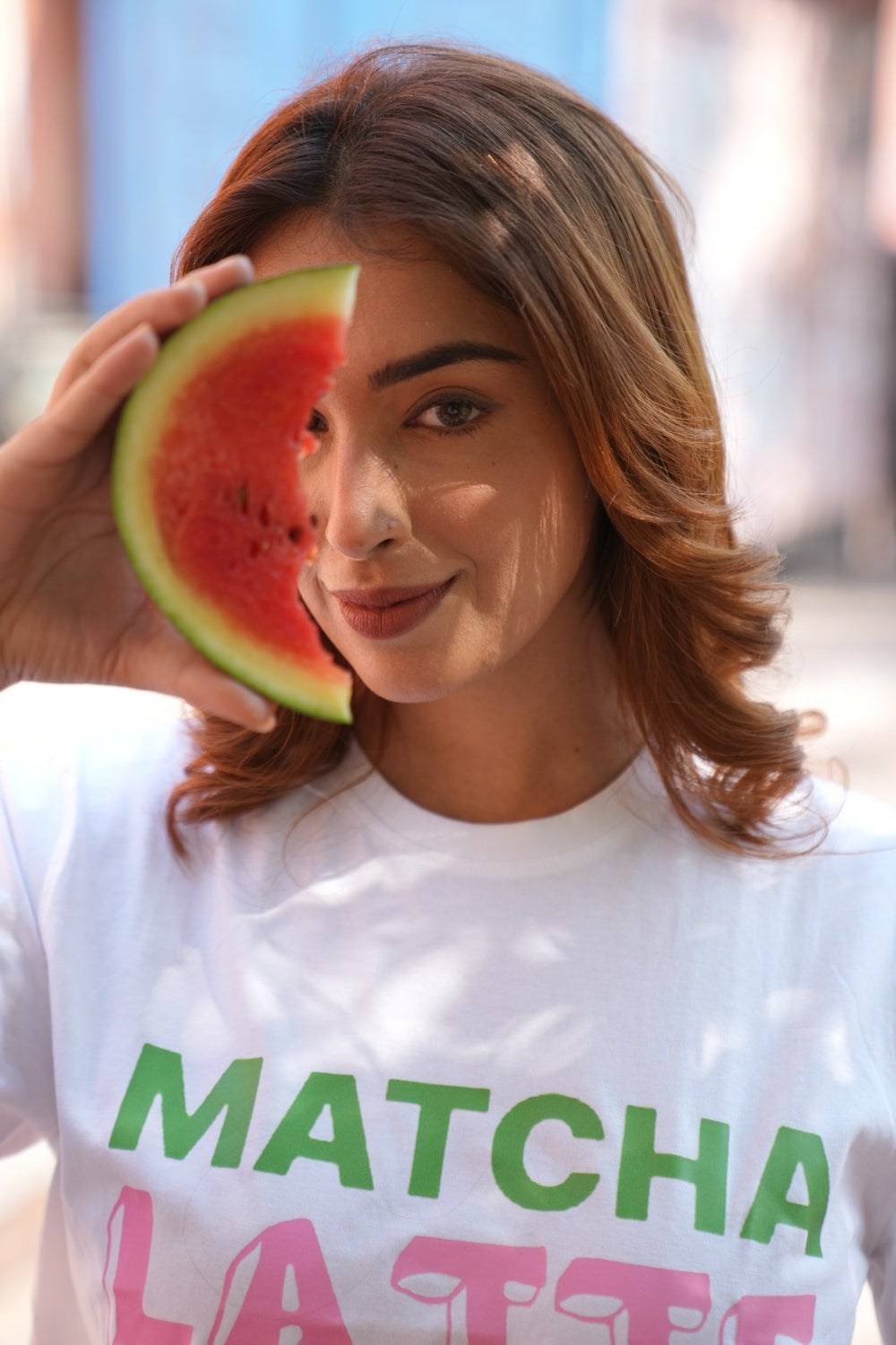 Women Matcha Latte Printed Cotton T-shirt