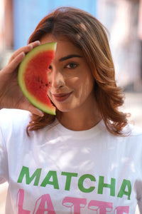 Women Matcha Latte Printed Cotton T-shirt