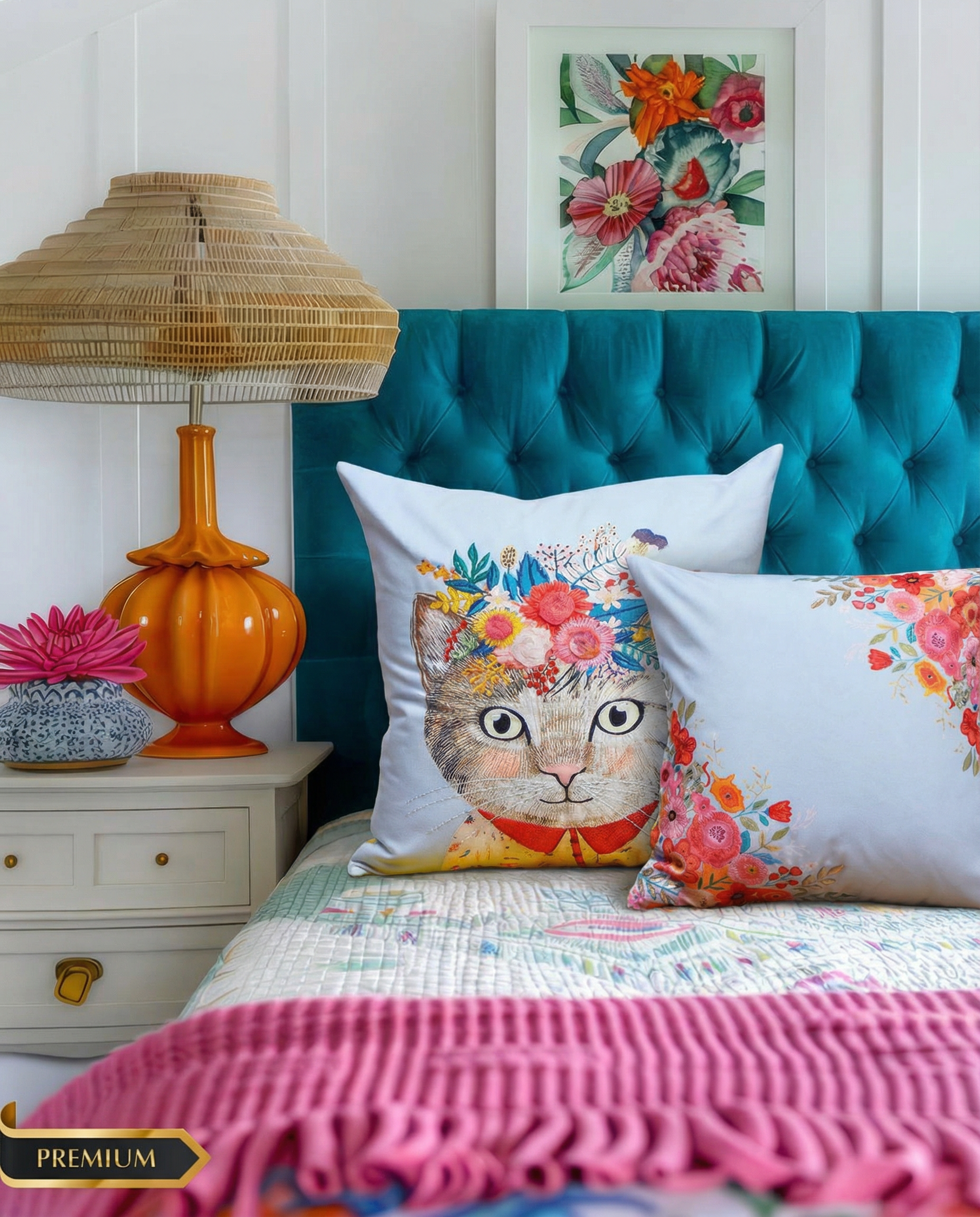 Set Of 3 Digital Printed & Embroidered Cushion Cover