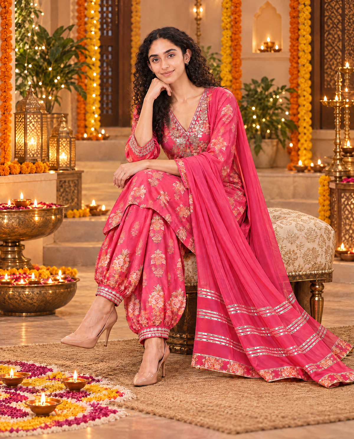 ReadyMade Handwork Embroidered Pink  Suit