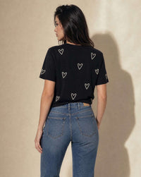 Women Crystal Embellished Round Neck Cotton Regular T-shirt