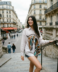 Woman Digitally Printed Posterique Oversized Cotton Shirt