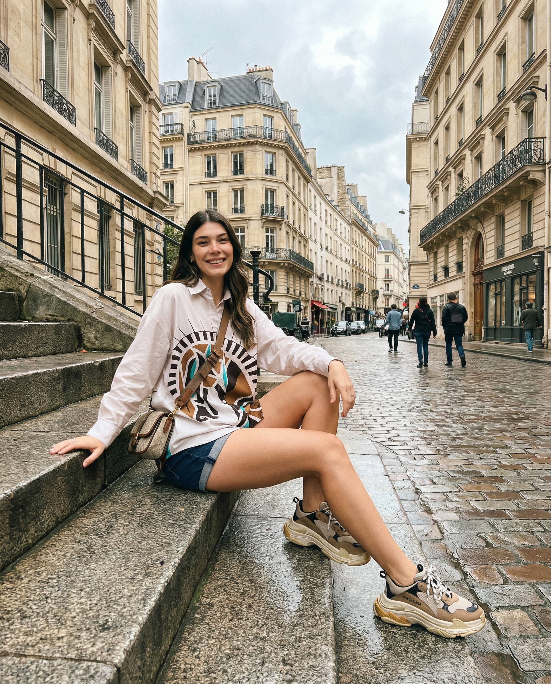 Woman Digitally Printed Posterique Oversized Cotton Shirt