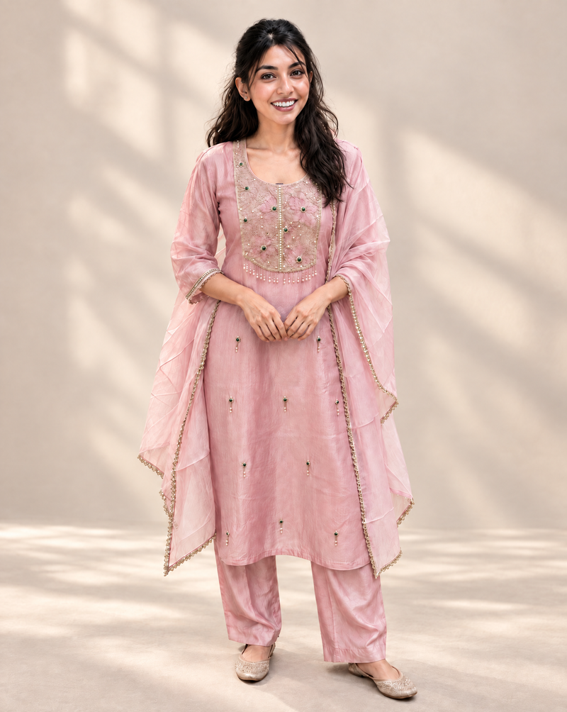 ReadyMade Handwork Embroidered Pink  Suit