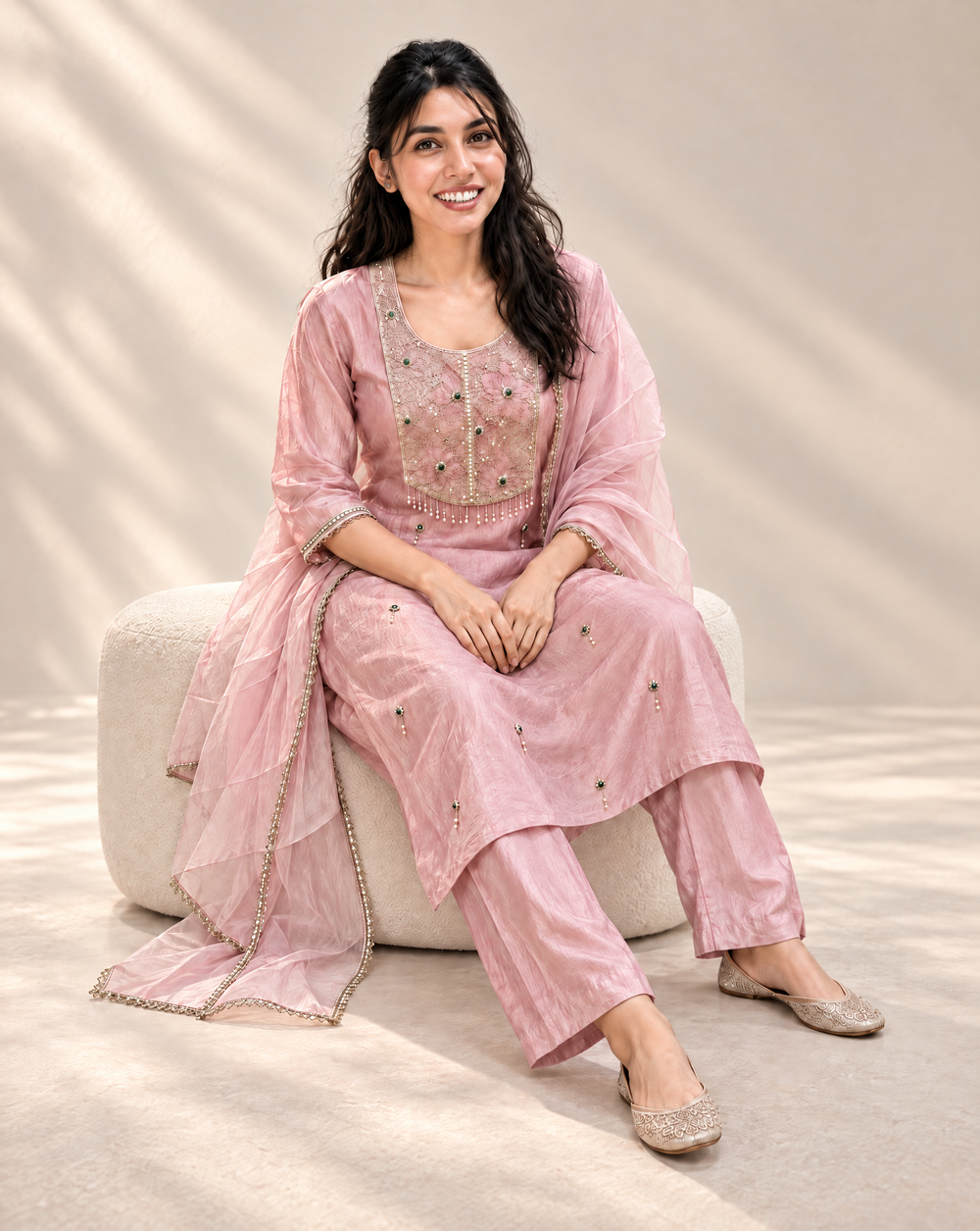ReadyMade Handwork Embroidered Pink  Suit