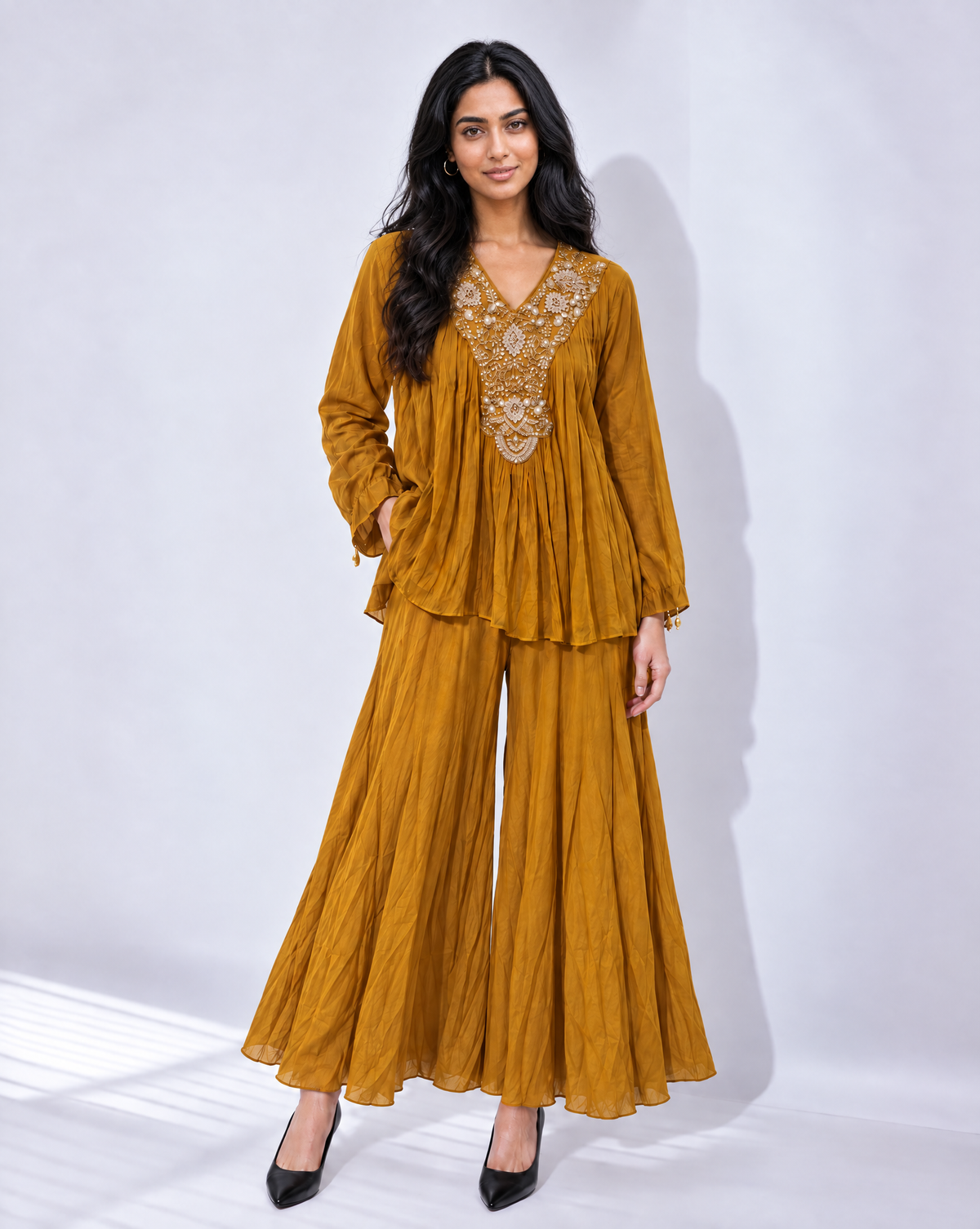 ReadyMade Handwork Embroidered mustard Suit