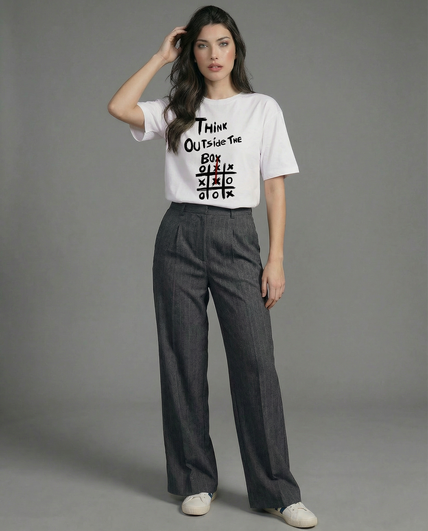 Women Think Outside The Box Printed Cotton T-shirt