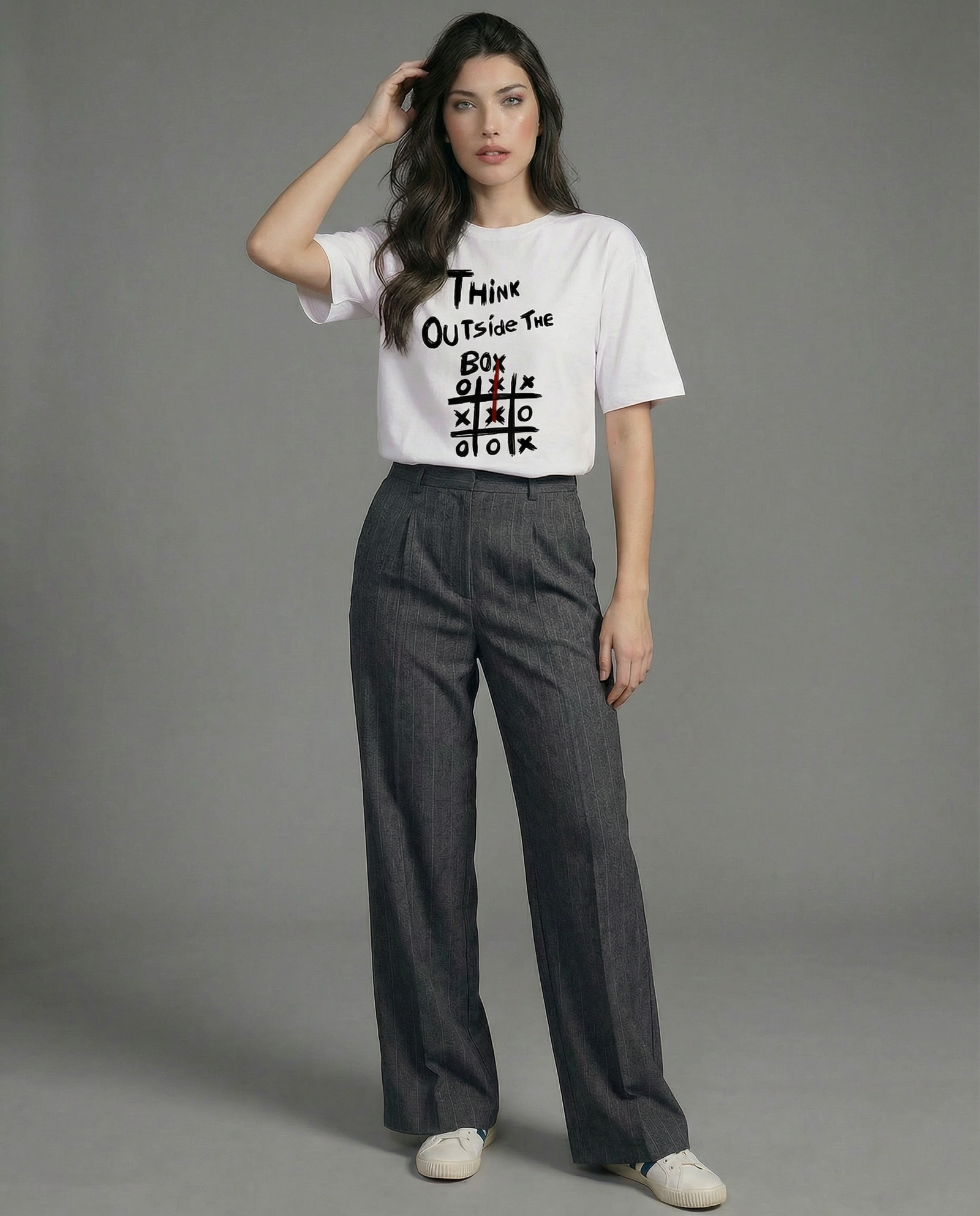 Women Think Outside The Box Printed Cotton T-shirt