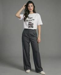 Women Think Outside The Box Printed Cotton T-shirt